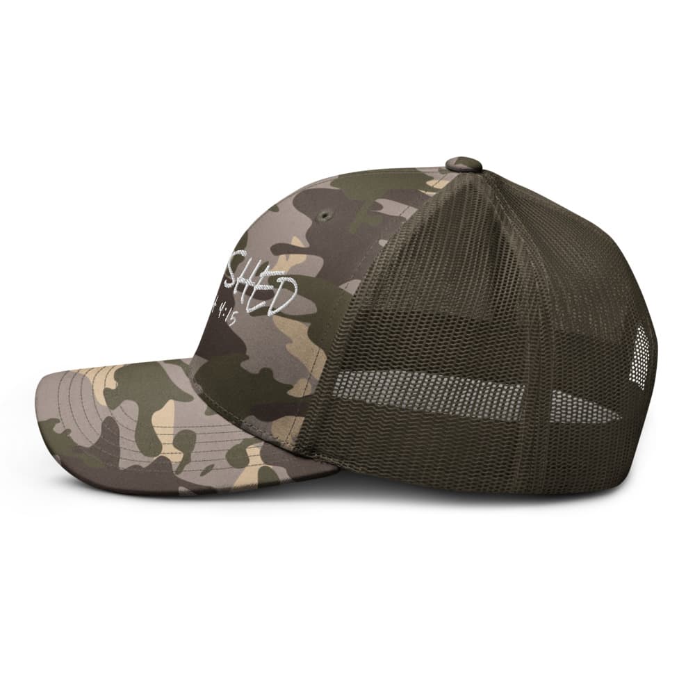 UNFINISHED CAMO TRUCKER HAT
