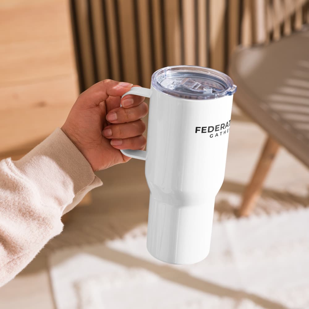 Federated Church Logo Travel Mug with a Handle