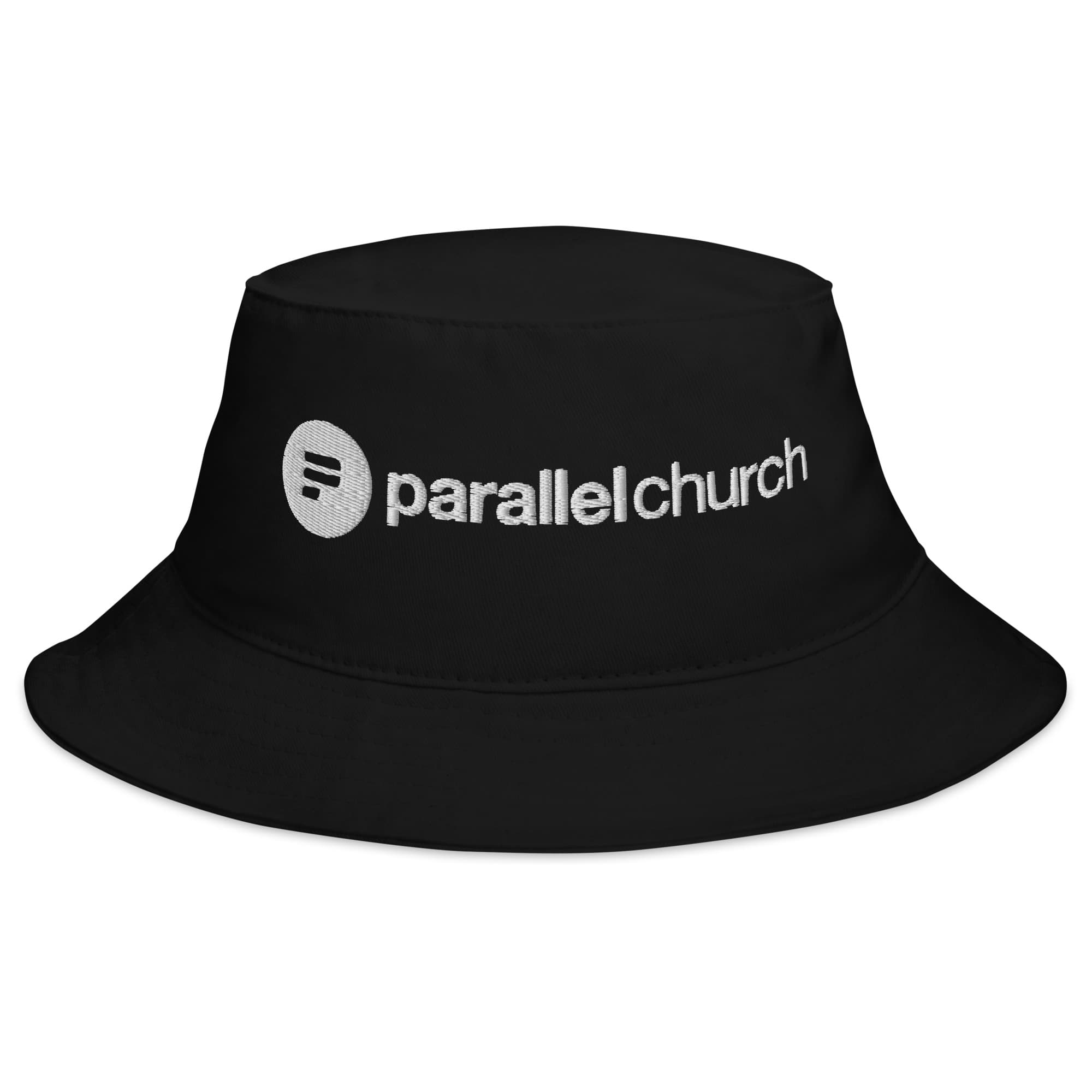 Bucket Hat- Black with white logo