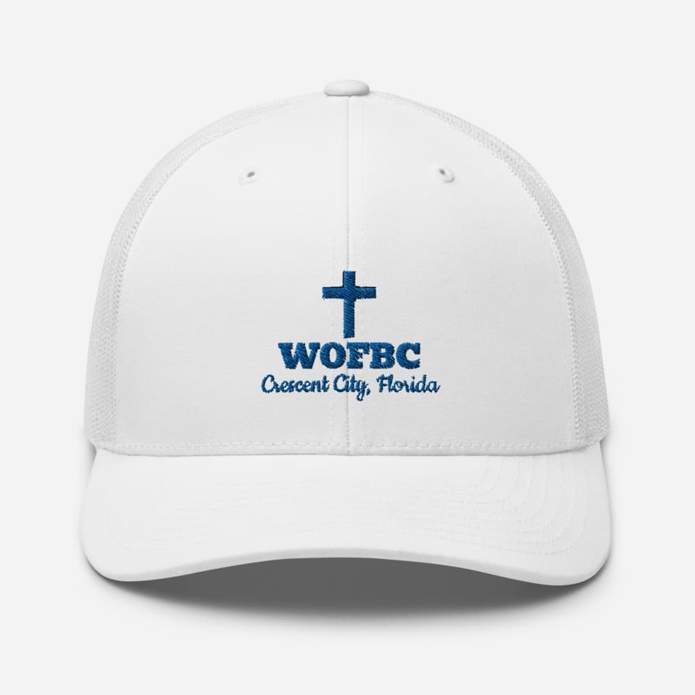 WOFBC Cross White & Blue Retro Trucker Cap