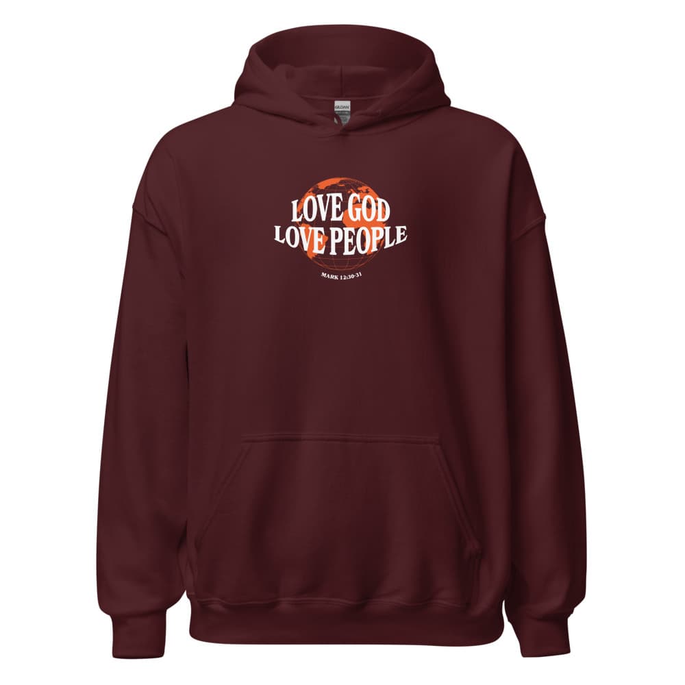 Maroon Love God Love People Hoodie