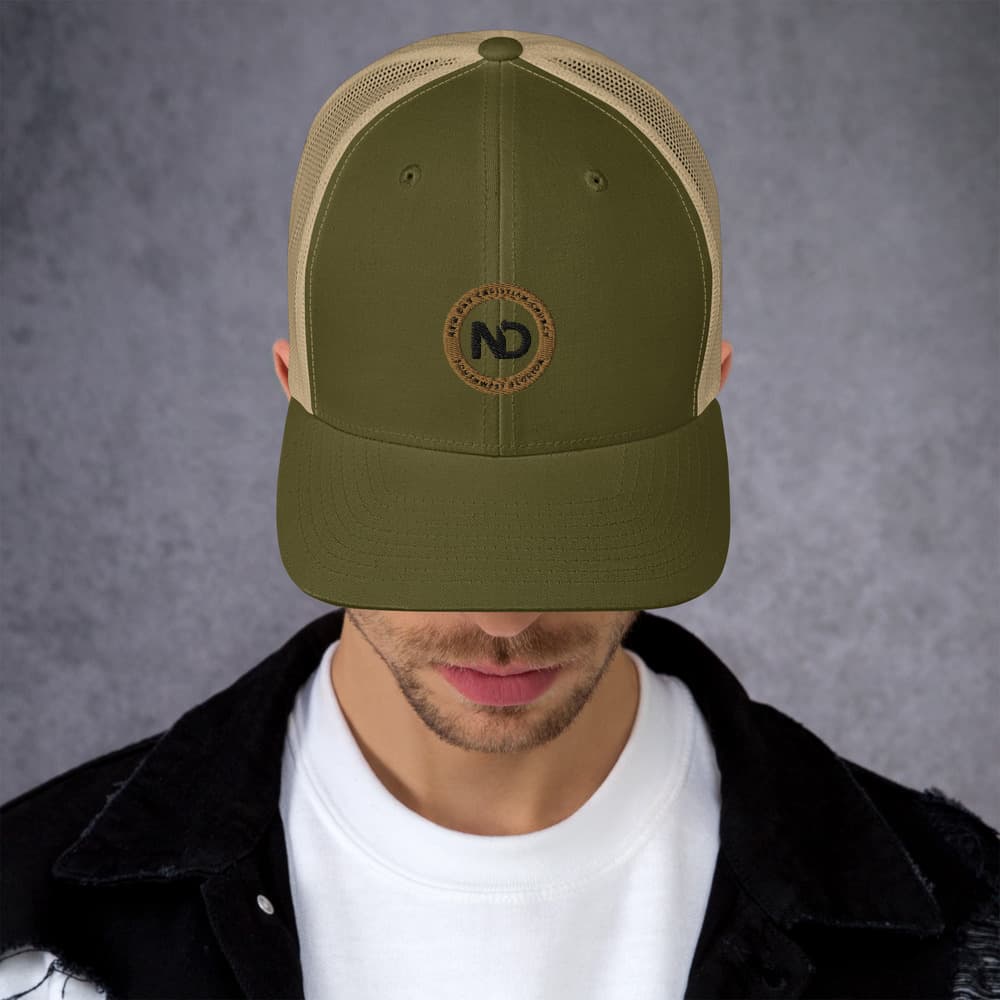 Army Green and Tan NDCC Circle Retro Trucker Cap