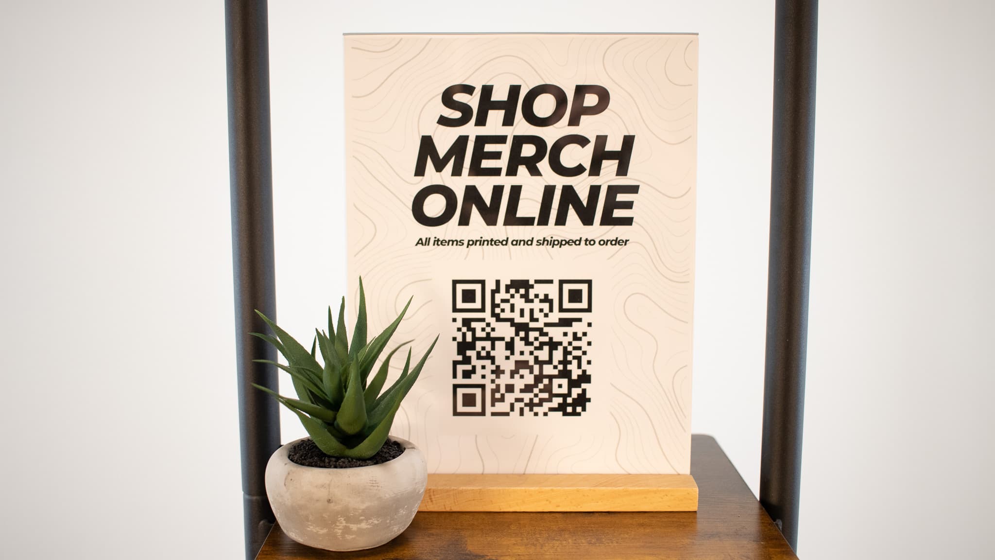 QR code holder - stands up on a platform